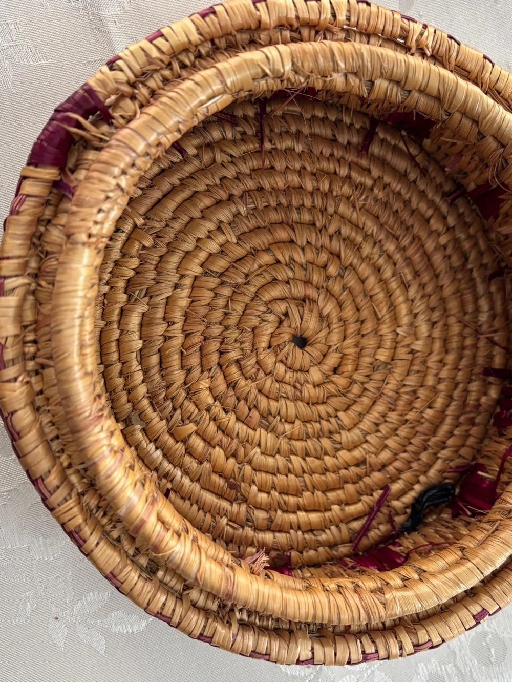 Natural Woven Basket With Purple Accents 7